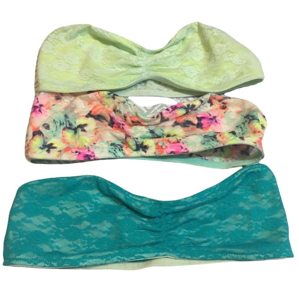 THREE Pink Victoria’s Secret Bandeaus Small